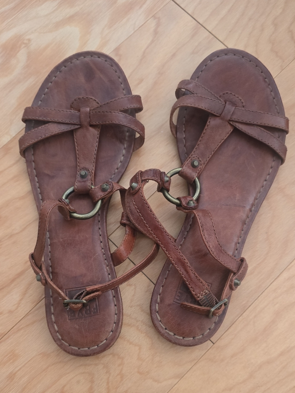 Frye Brown Carson Ring Sling Leather Sandals Size 9